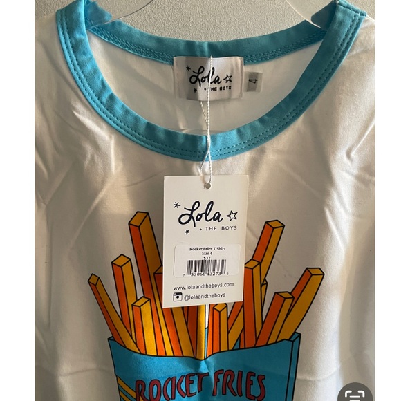 NWT LOLA + THE BOYS ROCKET FRIES GRAPHIC TEE SZ 4 - Picture 2 of 3